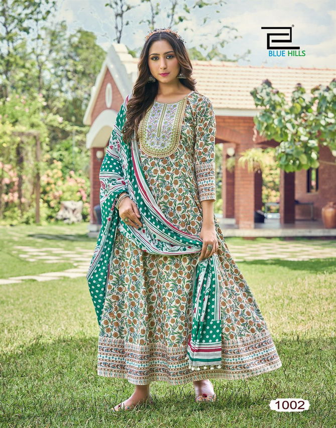 Blue Hills Spotlight 1 New Fancy Festive Wear Cotton Anarkali Kurti With Dupatta Collection